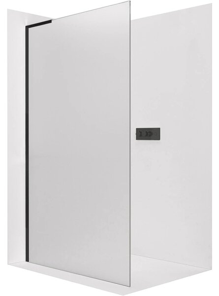 CERANO - Sprchová zástena Walk-in Onyx L-ľavá vzpera - 8 mm - čierna matná, mliečne sklo - 30x200 cm