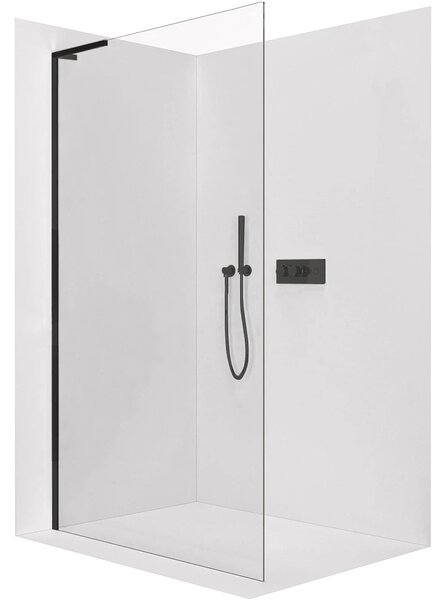 CERANO - Sprchová zástena Walk-in Onyx L-ľavá vzpera - 8 mm - čierna matná, transparentné sklo - 40x200 cm