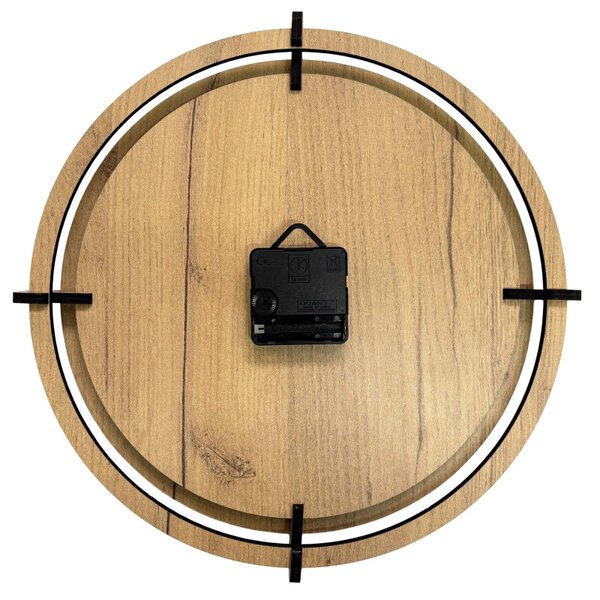 Moderné nástenné hodiny s motívom lesa a hôr | SENTOP HDF0600-GOLD-OAK