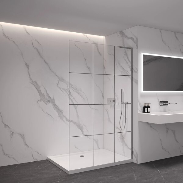 CERANO - Sprchová zástena Walk-in Onyx L-pravá vzpera - 8 mm - chróm, industriálne sklo - 90x200 cm
