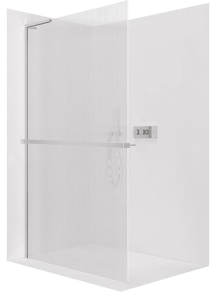 CERANO - Sprchová zástena Walk-in Onyx L-ľavá vzpera - 8 mm + polička / držiak na uteráky - chróm, ryhované sklo - 100x200 cm