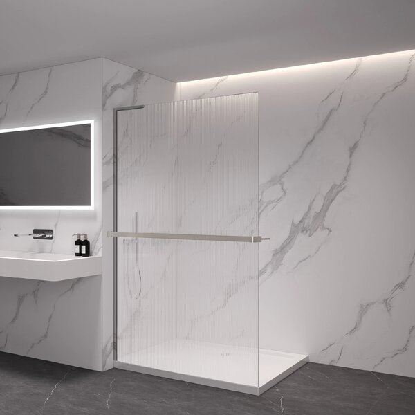 CERANO - Sprchová zástena Walk-in Onyx L-ľavá vzpera - 8 mm + polička / držiak na uteráky - chróm, ryhované sklo - 100x200 cm