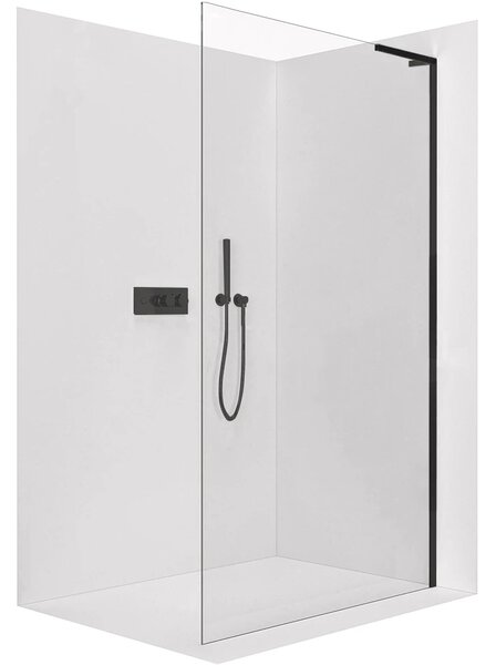 CERANO - Sprchová zástena Walk-in Onyx L-pravá vzpera - 8 mm - čierna matná, transparentné sklo - 40x200 cm