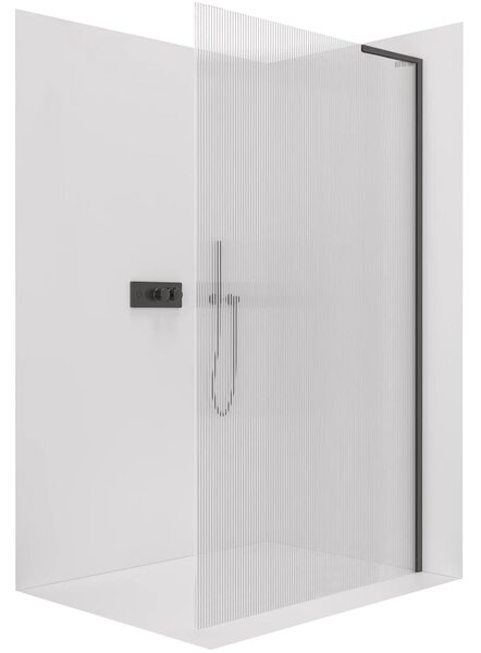 CERANO - Sprchová zástena Walk-in Onyx L-pravá vzpera - 8 mm - čierna matná, ryhované sklo - 50x200 cm