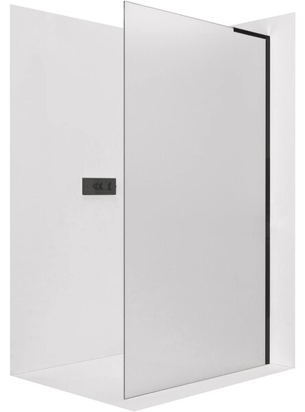 CERANO - Sprchová zástena Walk-in Onyx L-pravá vzpera - 8 mm - čierna matná, mliečne sklo - 30x200 cm