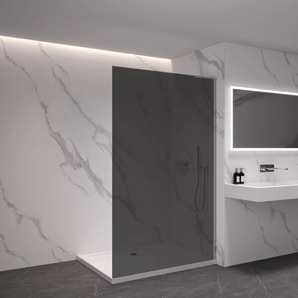 CERANO - Sprchová zástena Walk-in Onyx L-pravá vzpera - 8 mm - chróm, grafitové sklo - 40x200 cm