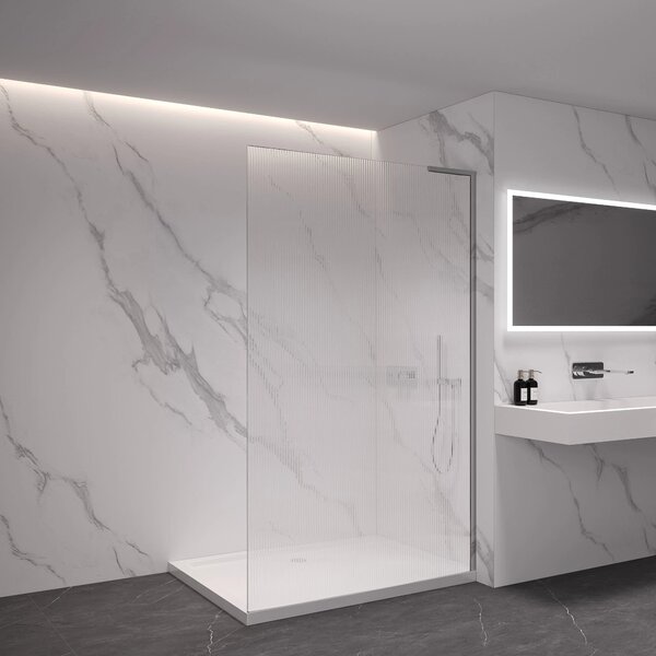 CERANO - Sprchová zástena Walk-in Onyx L-pravá vzpera - 8 mm - chróm, ryhované sklo - 50x200 cm