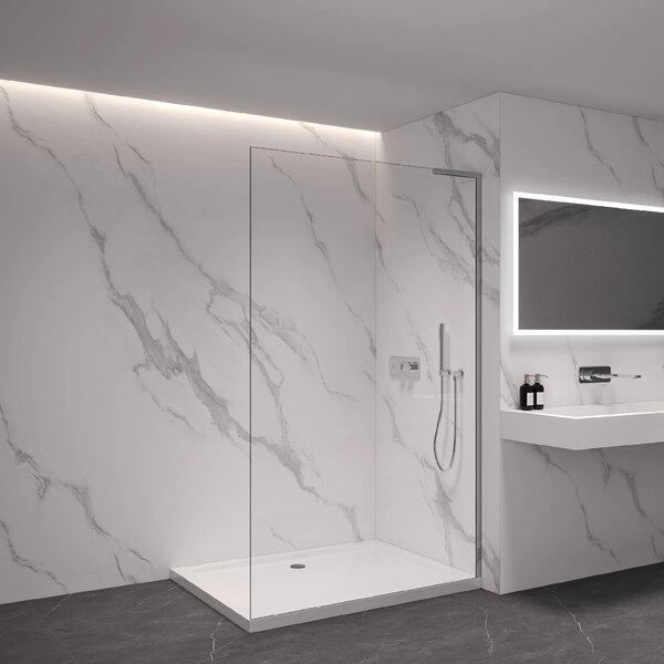 CERANO - Sprchová zástena Walk-in Onyx L-pravá vzpera - 8 mm - chróm, transparentné sklo - 40x200 cm