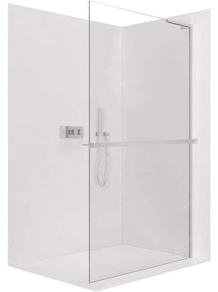 CERANO - Sprchová zástena Walk-in Onyx L-pravá vzpera + polička/držiak na uteráky - 8 mm - chróm, transparentné sklo - 30x200 cm
