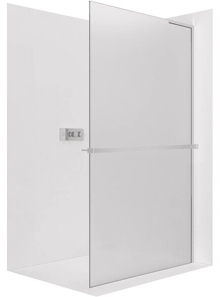 CERANO - Sprchová zástena Walk-in Onyx L-pravá vzpera - 8 mm + polička/držiak na uteráky - chróm, mliečne sklo - 100x200 cm