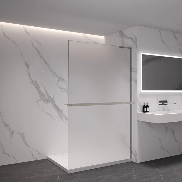 CERANO - Sprchová zástena Walk-in Onyx L-pravá vzpera - 8 mm + polička/držiak na uteráky - chróm, mliečne sklo - 100x200 cm