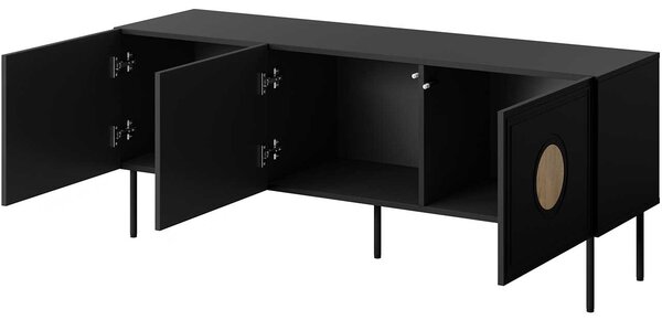 MEBLINE Komoda RTV LAZZO 150 čierny mat / dub craft