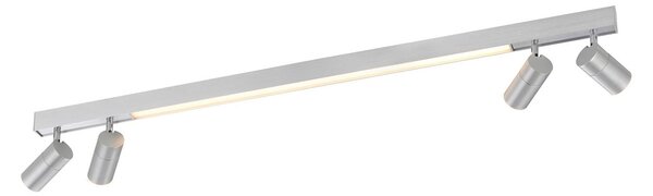 PURE stropné LED svetlo Lines, 120 cm, strieborné, diaľkové ovládanie, Hliník / sivá / zinok, Obývacia izba / jedáleň, kov, Moderný, Stropné svetlo