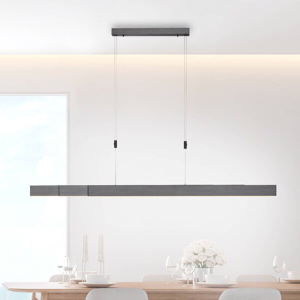 LED závesné svietidlo PURE Moto, platinové, stmievateľné,, Hliník / sivá / zinok, Obývacia izba / jedáleň, kov, Moderný, Závesné svietidlo