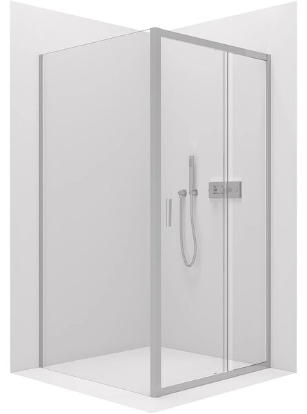CERANO - Sprchovací kút Varone LINE Ľ/P - 6 mm - chróm, transparentné sklo - 90x70x195 cm - posuvný