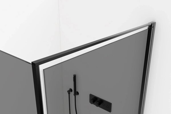 CERANO - Sprchovací kút Porte Ľ/P - 8 mm - čierna matná, grafitové sklo - 80x70x195 cm - otočný