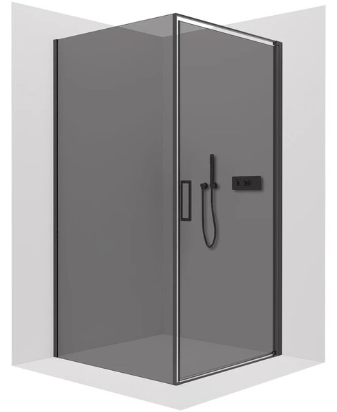 CERANO - Sprchovací kút Porte Ľ/P - 8 mm - čierna matná, grafitové sklo - 80x70x195 cm - otočný
