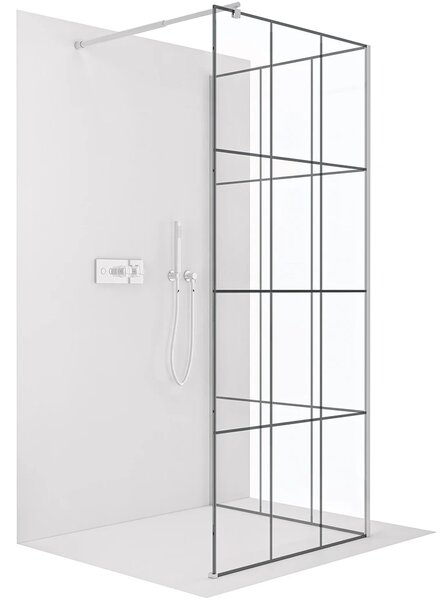 CERANO - Sprchová zástena Walk-in Onyx Corner Round Ľ/P - 8 mm - okrúhla vzpera - chróm, industriálne sklo - 90x90x200 cm
