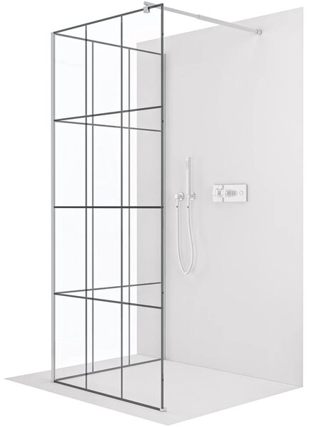 CERANO - Sprchová zástena Walk-in Onyx Corner Round Ľ/P - 8 mm - okrúhla vzpera - chróm, industriálne sklo - 90x90x200 cm