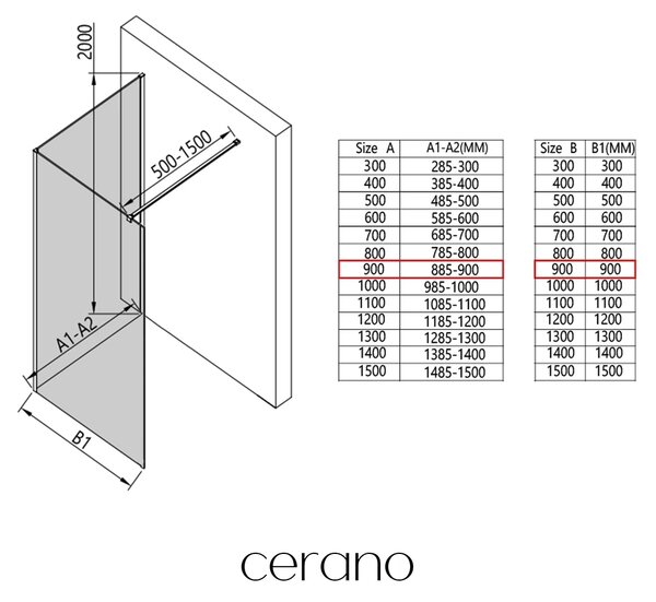 CERANO - Sprchová zástena Walk-in Onyx Corner Cube Ľ/P - 8 mm - hranatá vzpera - čierna matná, industriálne sklo - 90x90x200 cm