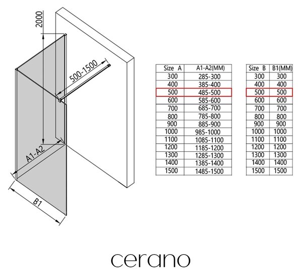 CERANO - Sprchová zástena Walk-in Onyx Corner Cube Ľ/P - 8 mm - hranatá vzpera - čierna matná, transparentné sklo - 50x50x200 cm