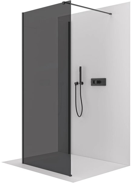 CERANO - Sprchová zástena Walk-in Onyx Corner Cube Ľ/P - 8 mm - hranatá vzpera - čierna matná, grafitové sklo - 40x30x200 cm