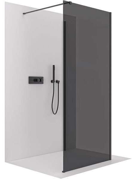 CERANO - Sprchová zástena Walk-in Onyx Corner Cube Ľ/P - 8 mm - hranatá vzpera - čierna matná, grafitové sklo - 40x30x200 cm