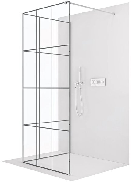 CERANO - Sprchová zástena Walk-in Onyx Corner Cube Ľ/P - 8 mm - hranatá vzpera - chróm, industriálne sklo - 90x90x200 cm