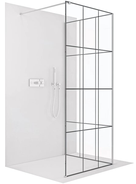 CERANO - Sprchová zástena Walk-in Onyx Corner Cube Ľ/P - 8 mm - hranatá vzpera - chróm, industriálne sklo - 90x90x200 cm