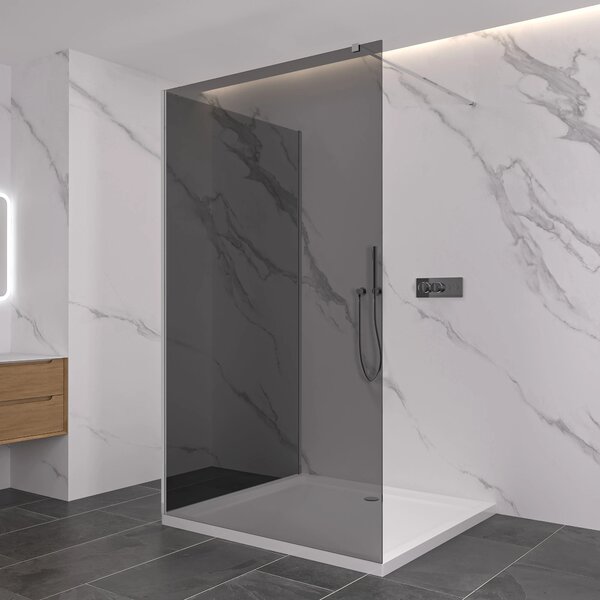 CERANO - Sprchová zástena Walk-in Onyx Corner Cube Ľ/P - 8 mm - hranatá vzpera - chróm, grafitové sklo - 40x30x200 cm