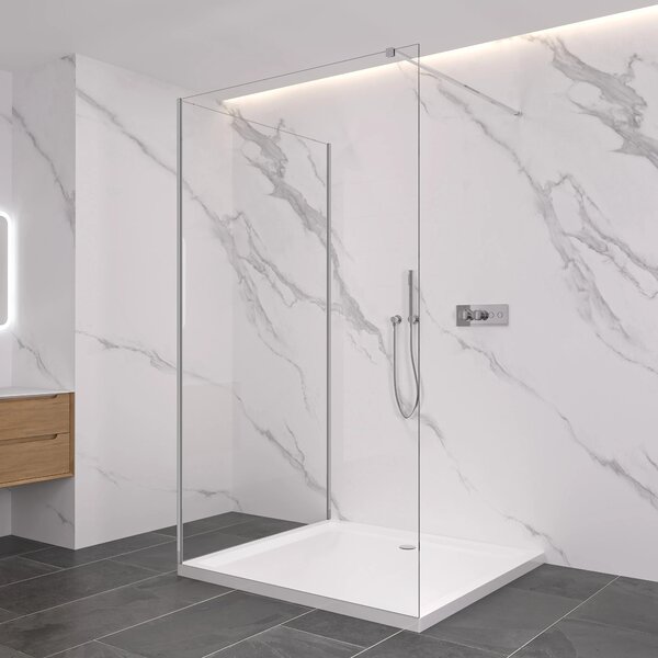 CERANO - Sprchová zástena Walk-in Onyx Corner Cube Ľ/P - 8 mm - hranatá vzpera - chróm, transparentné sklo - 30x30x200 cm