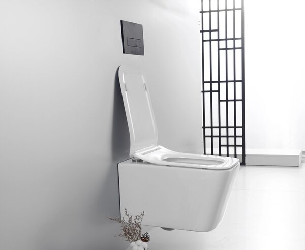 CERANO - WC závesné Forte, Rimless + Slim/UF sedátko - biela lesklá - 51x36 cm