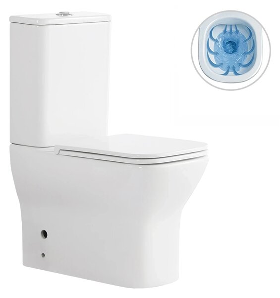 CERANO - WC kombi Hugo, Rimless + Slim/UF sedátko - spodný/zadný odpad - biela lesklá - 63,5x35,5 cm
