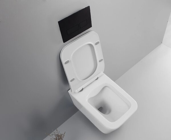 CERANO - WC závesné Forte, Rimless + Slim/UF sedátko - biela lesklá - 51x36 cm