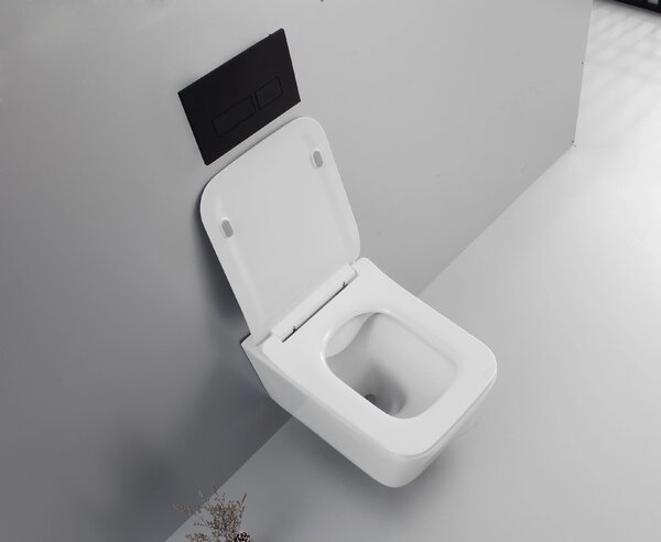 CERANO - WC závesné Forte, Rimless + Slim/UF sedátko - biela lesklá - 51x36 cm