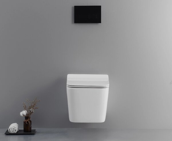 CERANO - WC závesné Forte, Rimless + Slim/UF sedátko - biela lesklá - 51x36 cm