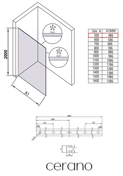 CERANO - Sprchová zástena Walk-in Crystal Ľ/P - 8 mm - bezvzperový systém - biela matná, transparentné sklo - 50x200 cm