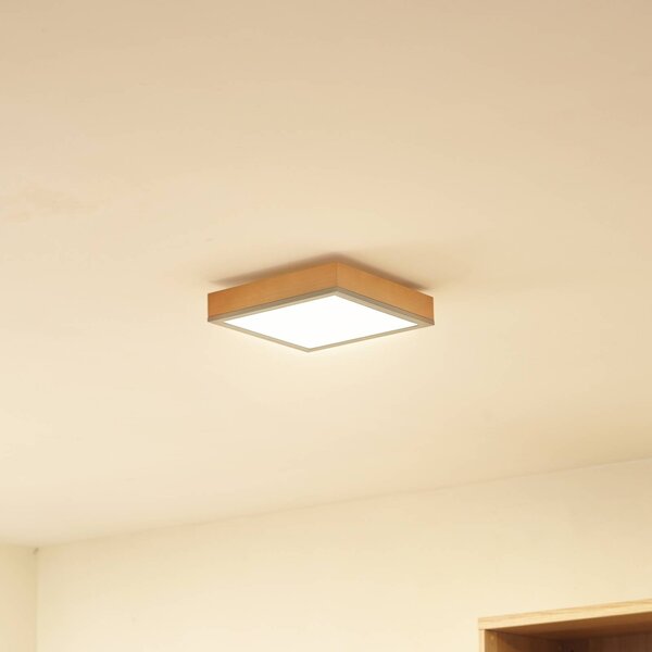 Lindby Stropné svietidlo Laviona LED, štvorcové, 30 cm, Svetlé drevo, Obývacia izba / jedáleň, Drevo, Moderný, Stropné svetlo