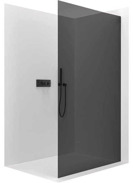 CERANO - Sprchová zástena Walk-in Crystal Ľ/P - 8 mm - bezvzperový systém - čierna matná, grafitové sklo - 80x200 cm