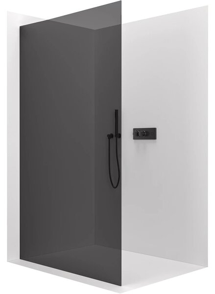CERANO - Sprchová zástena Walk-in Crystal Ľ/P - 8 mm - bezvzperový systém - čierna matná, grafitové sklo - 80x200 cm