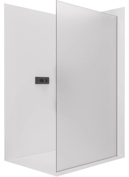 CERANO - Sprchová zástena Walk-in Crystal Ľ/P - 8 mm - bezvzperový systém - čierna matná, mliečne sklo - 50x200 cm