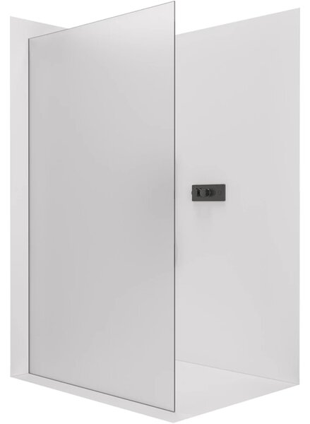 CERANO - Sprchová zástena Walk-in Crystal Ľ/P - 8 mm - bezvzperový systém - čierna matná, mliečne sklo - 50x200 cm