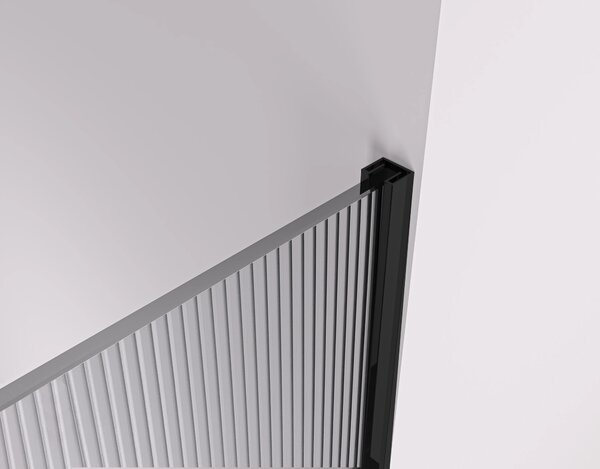 CERANO - Sprchová zástena Walk-in Crystal TL/P - 8 mm - bezvzperový systém + polička/držiak na uteráky - čierna matná, ryhované sklo - 50x50x200 cm
