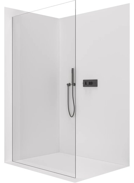 CERANO - Sprchová zástena Walk-in Crystal Ľ/P - 8 mm - bezvzperový systém - čierna matná, transparentné sklo - 80x200 cm