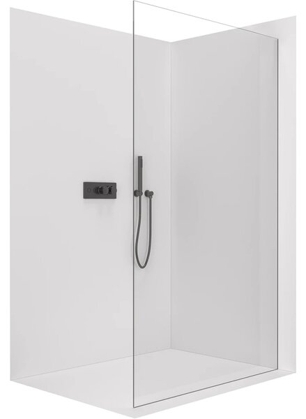 CERANO - Sprchová zástena Walk-in Crystal Ľ/P - 8 mm - bezvzperový systém - čierna matná, transparentné sklo - 80x200 cm