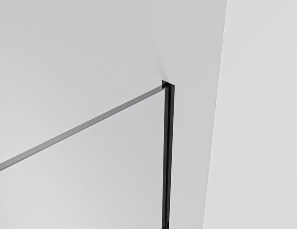 CERANO - Sprchová zástena Walk-in Crystal Ľ/P - 8 mm + polička / držiak na uteráky - bezvzperový systém - čierna matná, transparentné sklo - 60x200 cm