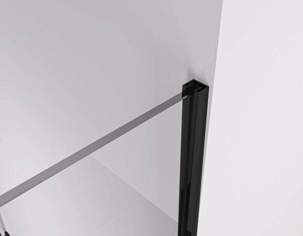 CERANO - Sprchová zástena Walk-in Crystal Ľ/P - 8 mm + polička / držiak na uteráky - bezvzperový systém - čierna matná, transparentné sklo - 60x200 cm