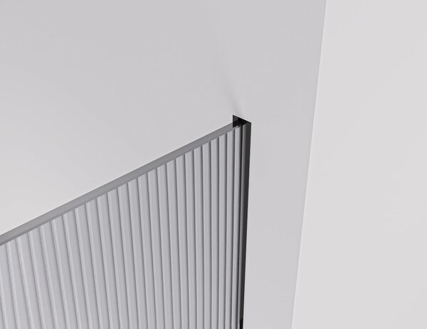 CERANO - Sprchová zástena Walk-in Crystal TL/P - 8 mm - bezvzperový systém + polička/držiak na uteráky - čierna matná, ryhované sklo - 50x50x200 cm