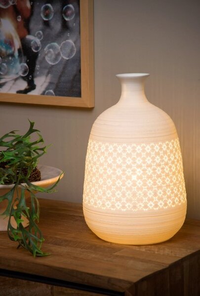 Lucide 13534/30/31 stolná lampička Tiesse 1x40W | E14 - biela, porcelán, vypínač na kábli
