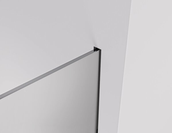 CERANO - Sprchová zástena Walk-in Crystal TL/P - 8 mm - bezvzperový systém + polička/držiak na uteráky - čierna matná, mliečne sklo - 50x50x200 cm
